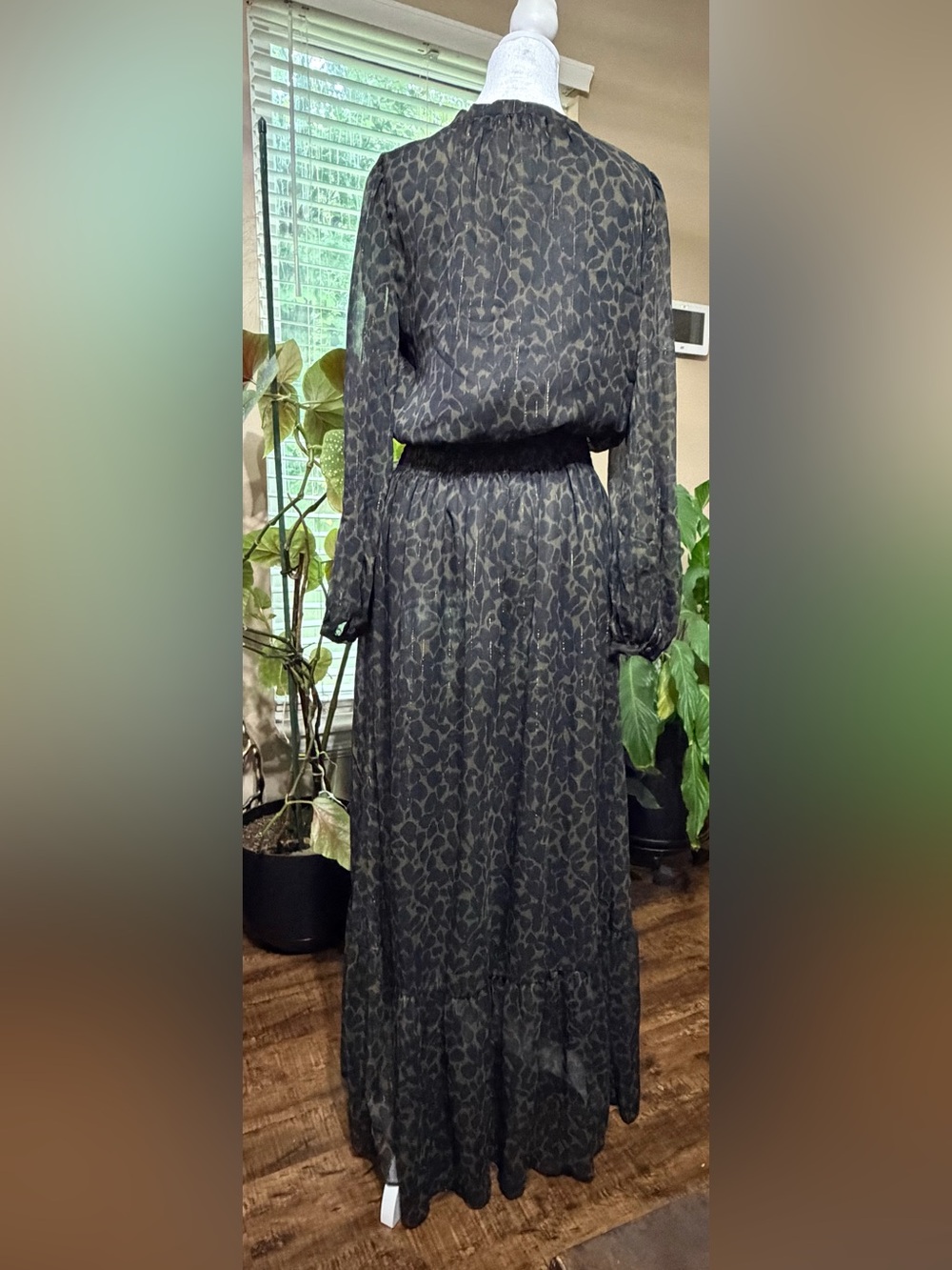 NWT Ramy Brook Teresa Dress Size M Olive Black Animal Print Maxi MSRP $585